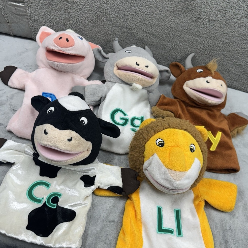 Lot of 5 Alphabet Animal Hand Puppets P G Y C L 12" Lakeshore Learning